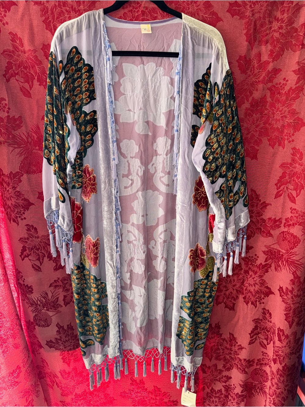 Art to wear peacock beaded kimono/coverup - Picture 2 of 4